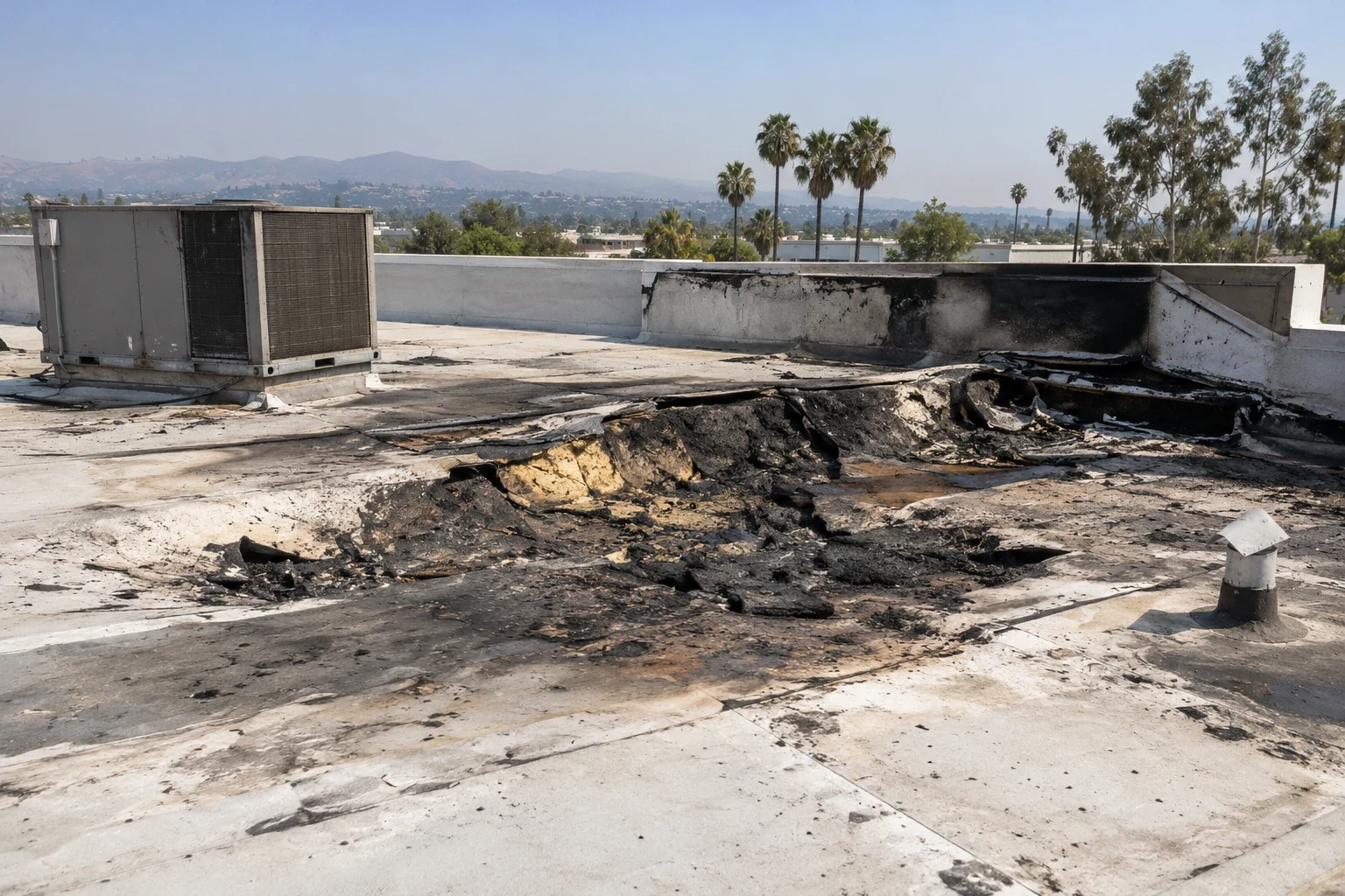 Fire-Damaged Commercial Roof Repair in Fairfield, CA