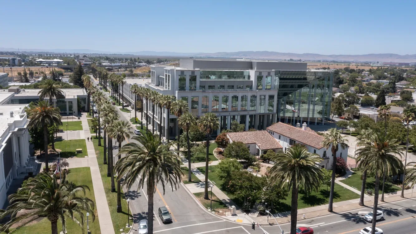 Downtown Fairfield, CA civic center and Texas Street